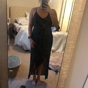 black and white striped dress